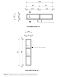 Myra 2-Door Mirror Cabinet Recessed - 828mm - Specifications 1