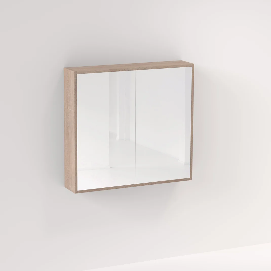 Myra 2 Door Mirror Cabinet 864mm - White Ash Oak - Feature