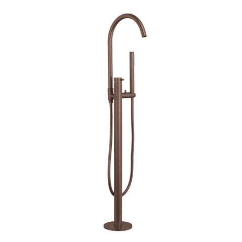 Elysian Floor Mounted Bath Filler with Hand Shower - Antique Bronze
