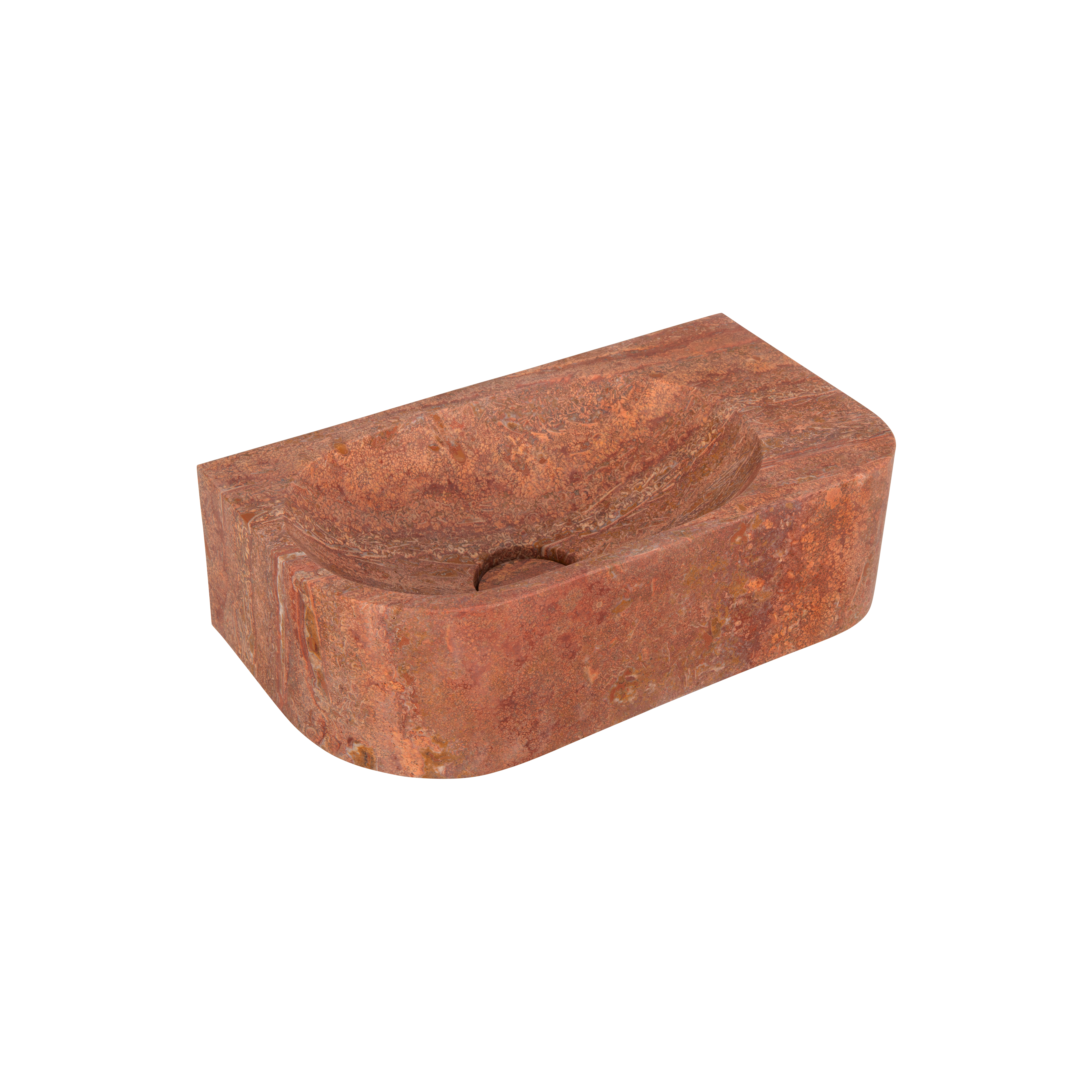 Pedra WallMounted Basin 400mm RedTrav Side 3