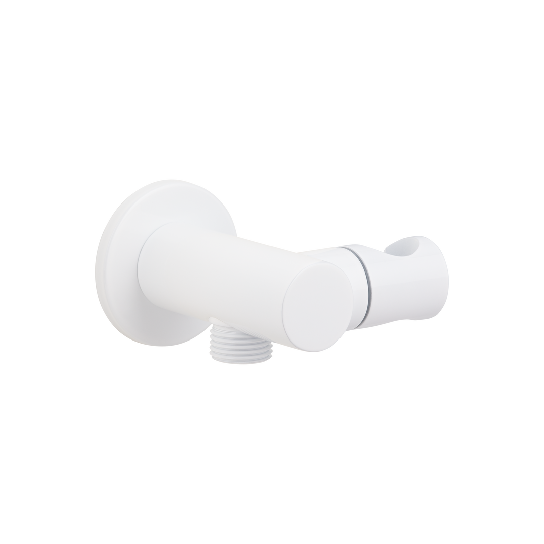 Adjustable Hand Shower Holder & BP - White
