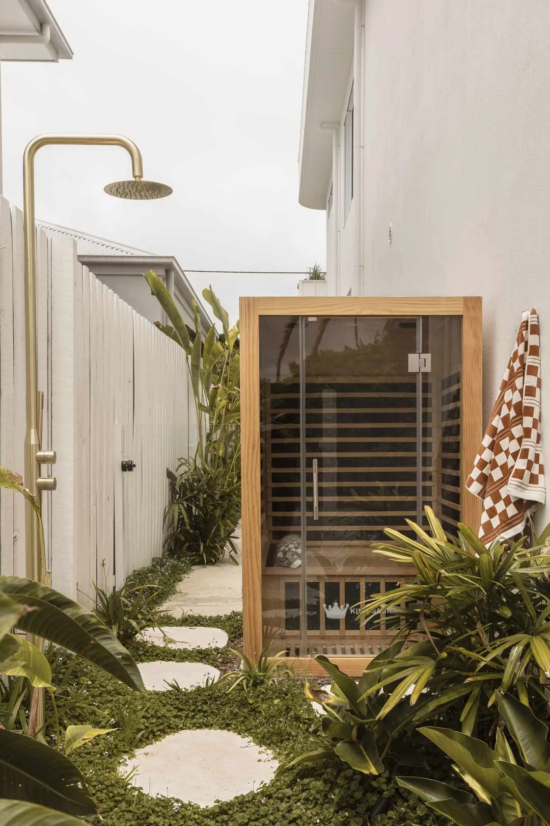 Brushed-Brass-Outdoor-Shower-and-Sauna