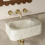 Pedra Wall Mounted Basin 400mm Carrara Marble V2