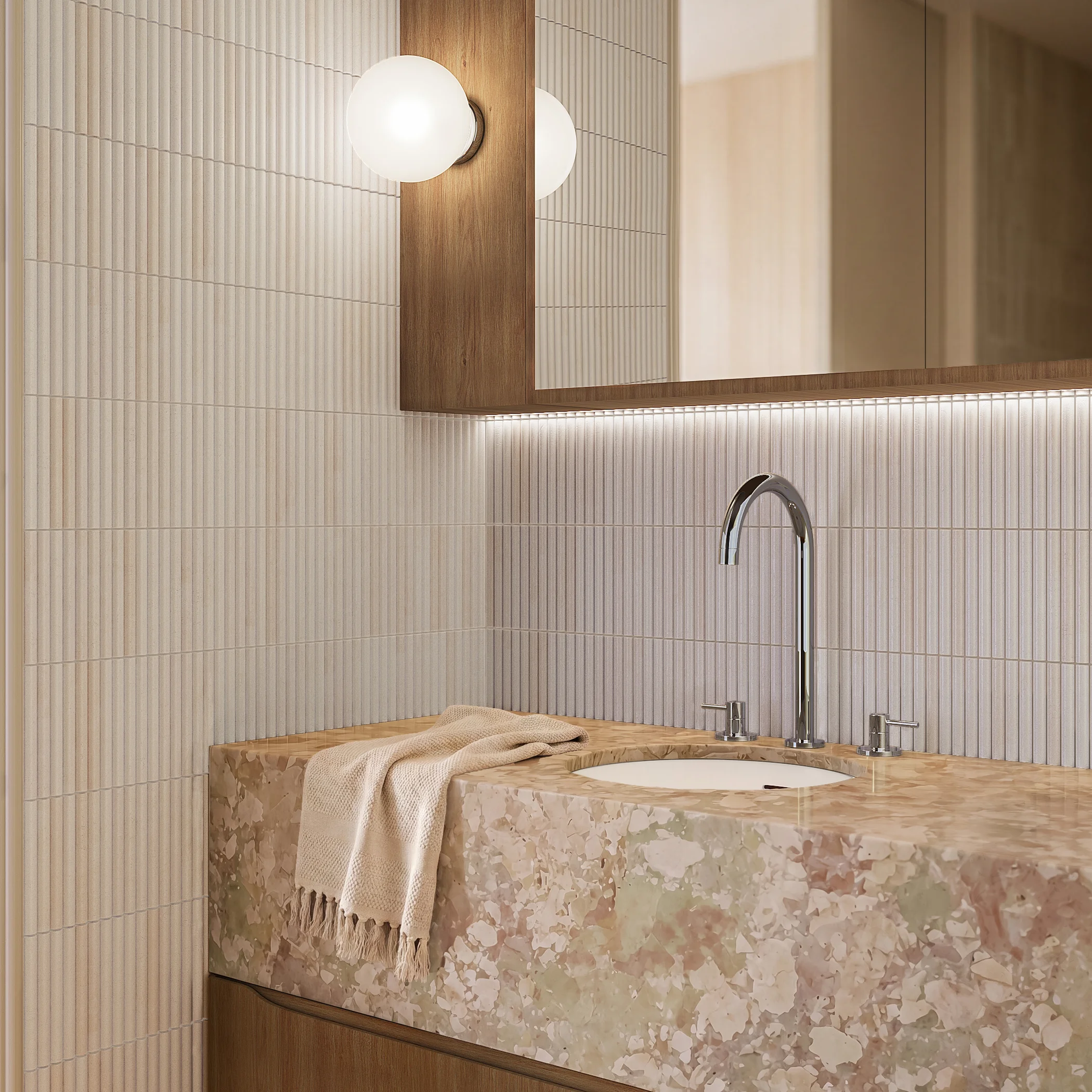 Elysian Assembly Bench Mounted Taps Nara Rounded Mosaic  Insetting CH