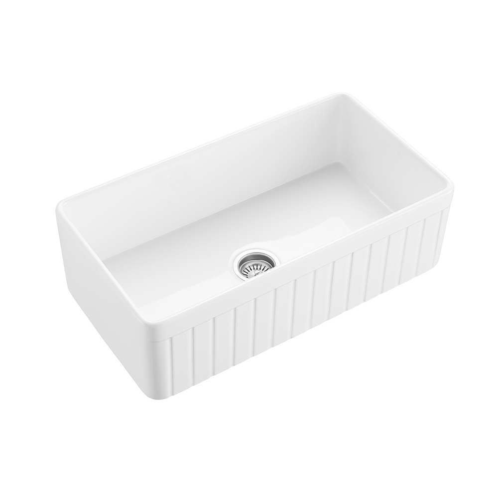 Hartley Single Farmhouse Fireclay Sink - Gloss White