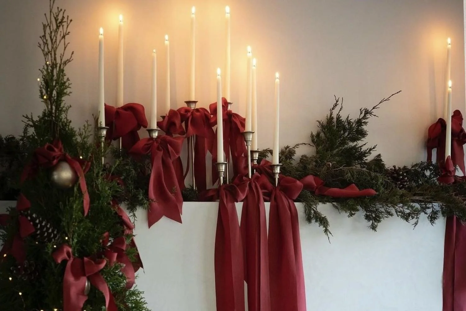 Christmas Home Decor Ideas Ribbon Candlesticks