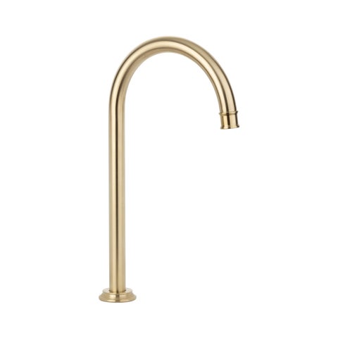 Kingsley Gooseneck Swivel Bench Mounted Spout - Brushed Brass