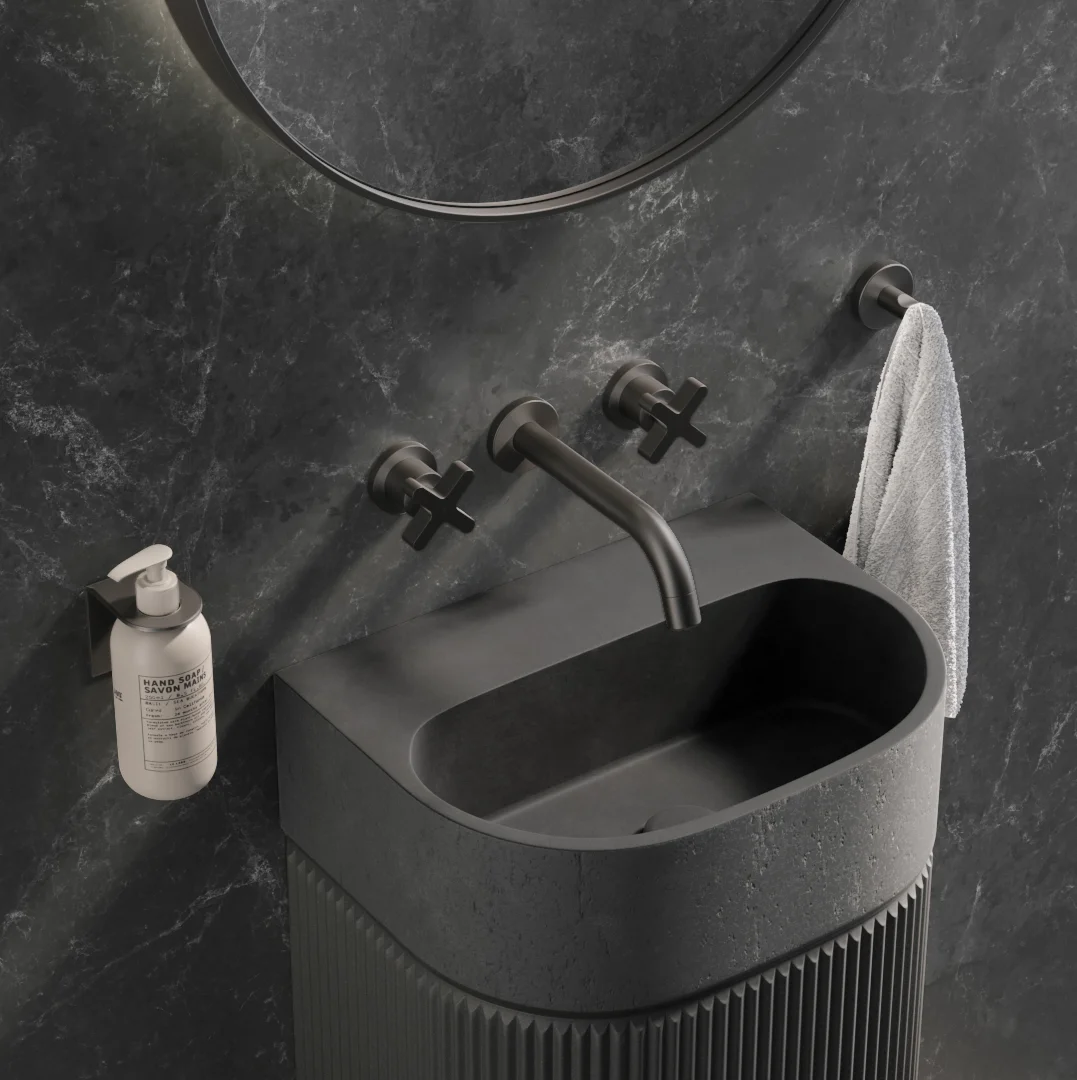 Side Angle Nelios Pedestal Basin - In Setting GREY BG