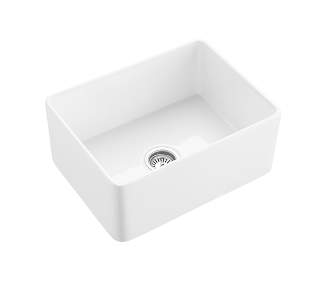 Hartley Small Single Farmhouse Fireclay Sink - Gloss White | ABI Interiors
