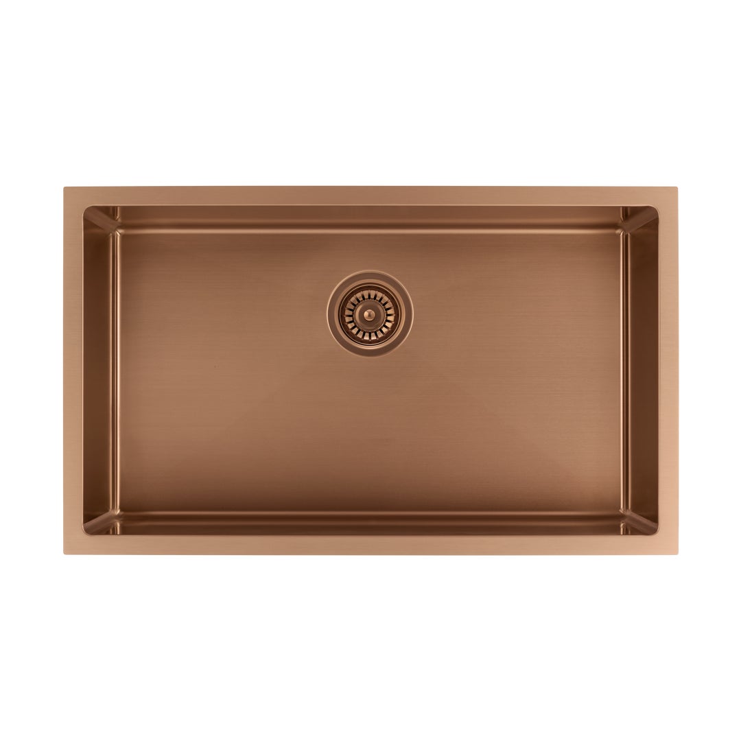 Vari - Single Sink 750mm - Brushed Copper w Rack