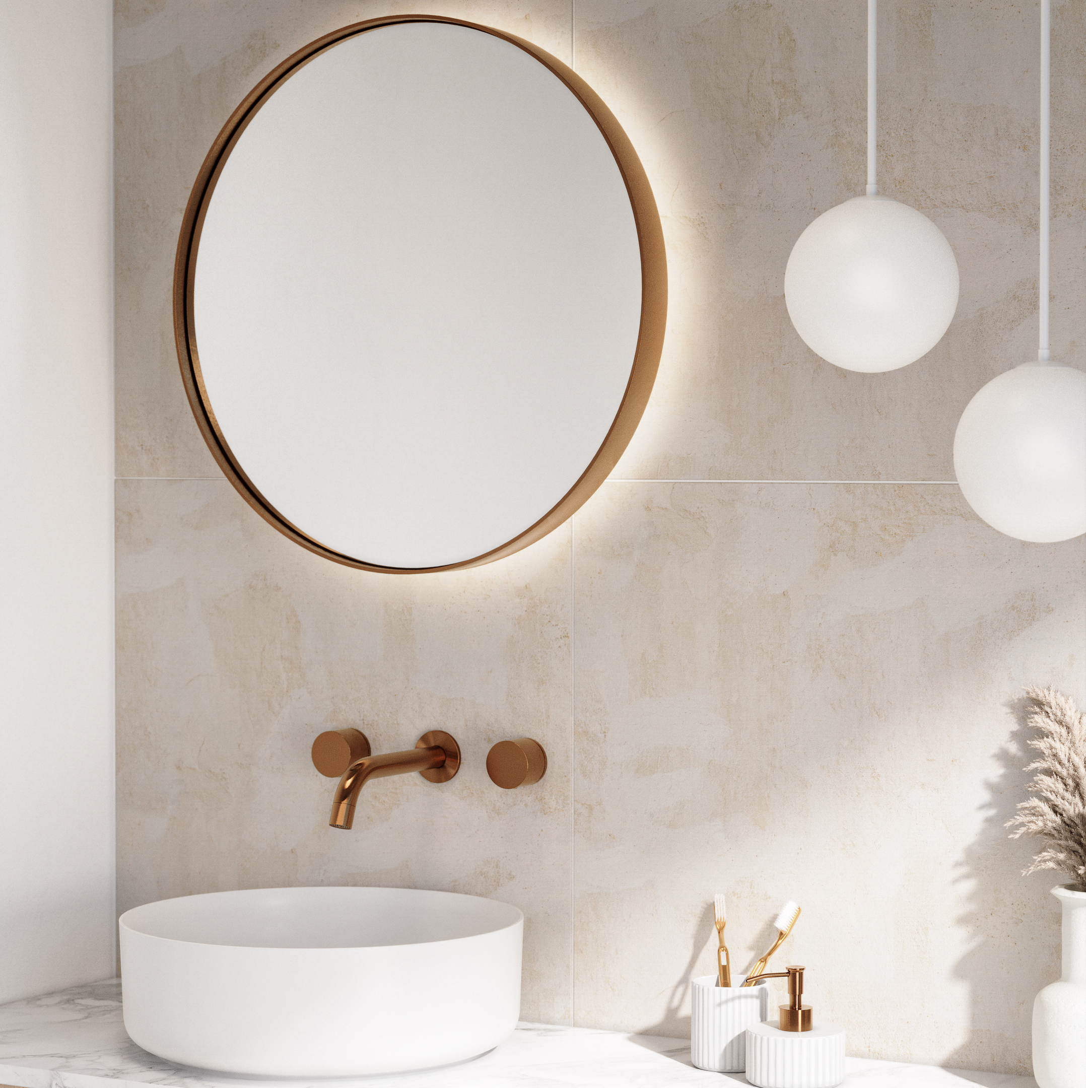 Saanti Handmade Led Mirror 600mm BC side