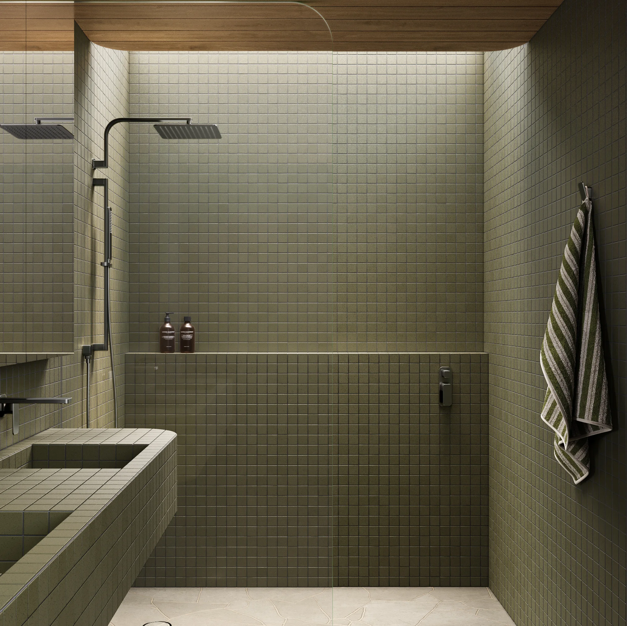 Shower Full%20Shot NESSO Shower%20Arm-Robe%20Hook BG with%20towel