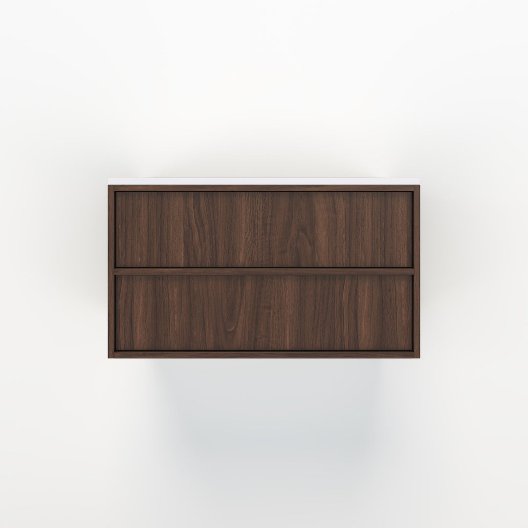 Kasumi 2-Drawer Vanity 900mm - Dark Oak - 1 Cut-Out