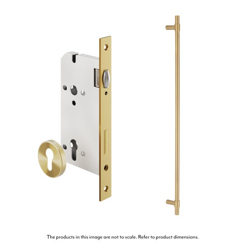 Modi Adjustable Entry Door Pull & Lock Set 900mm - Brushed Brass
