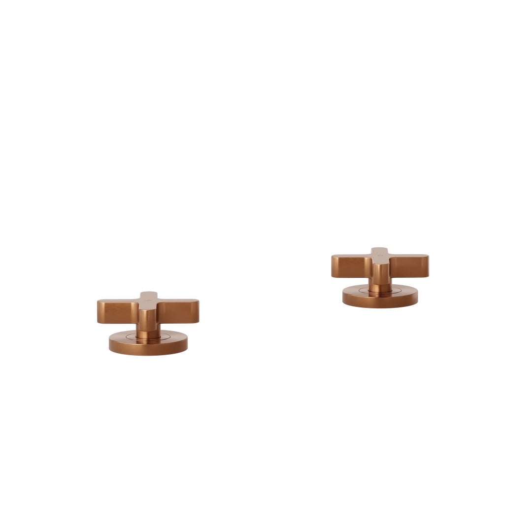 Cross Assembly Bench Mounted Taps - Brushed Copper