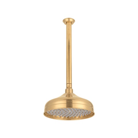 Kingsley Shower Dropper 300mm & Head Set - Tumbled Aged Brass