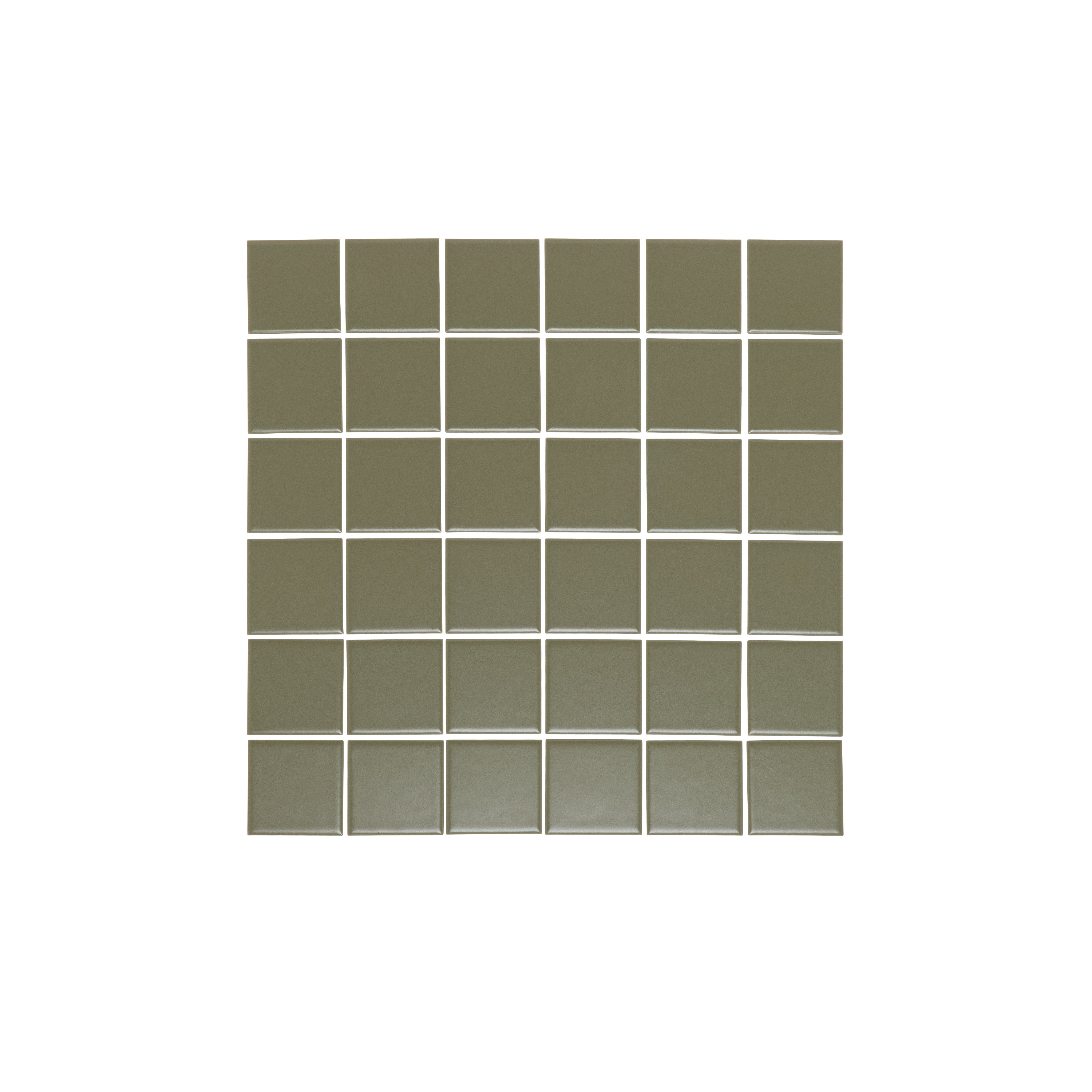 Atami Small Square Mosaic Tile - Olive Green