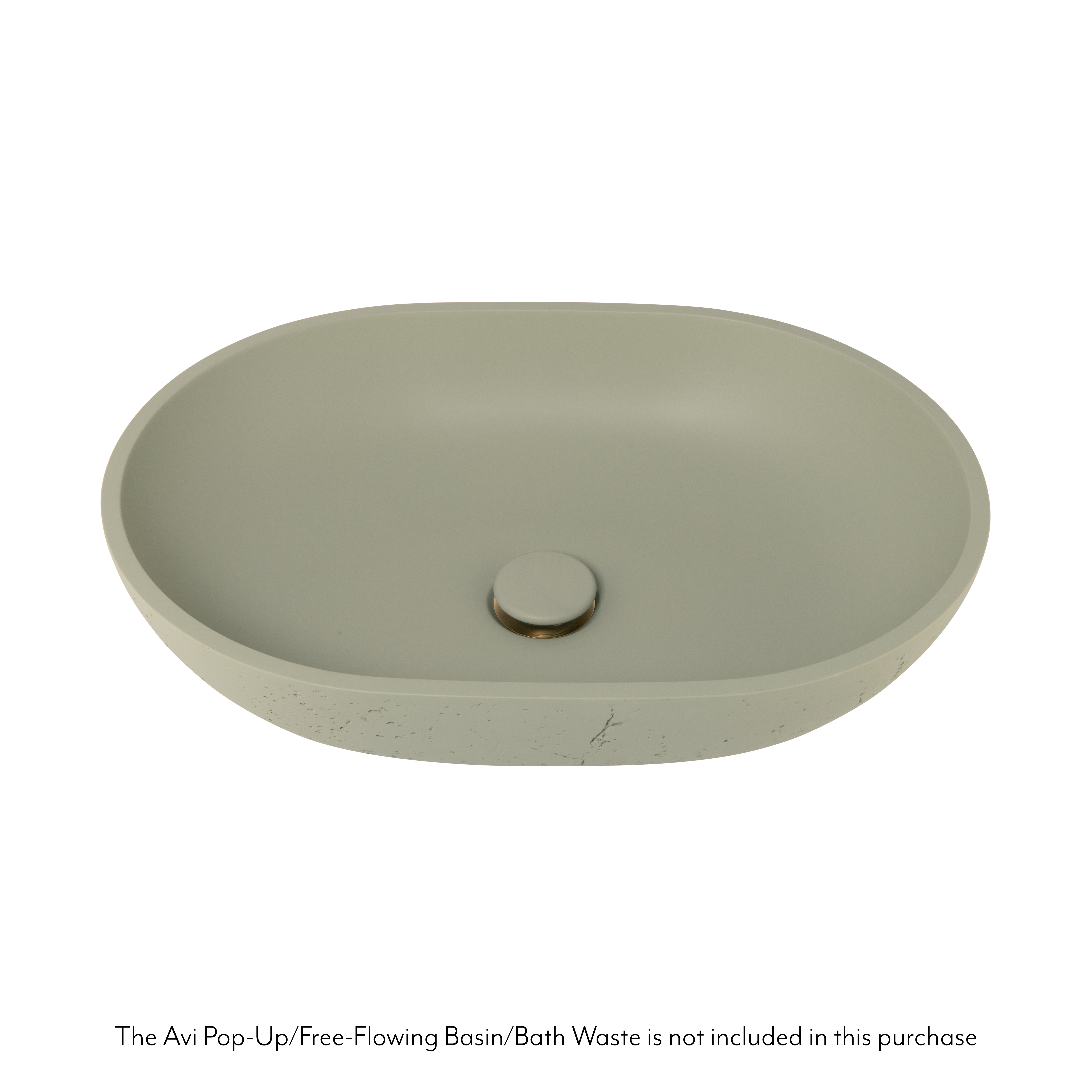 Atelis Oval Concrete Basin Avi Waste SageGreen