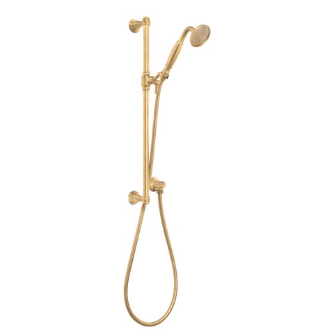 Kingsley Hand Shower Rail Set - Tumbled Aged Brass