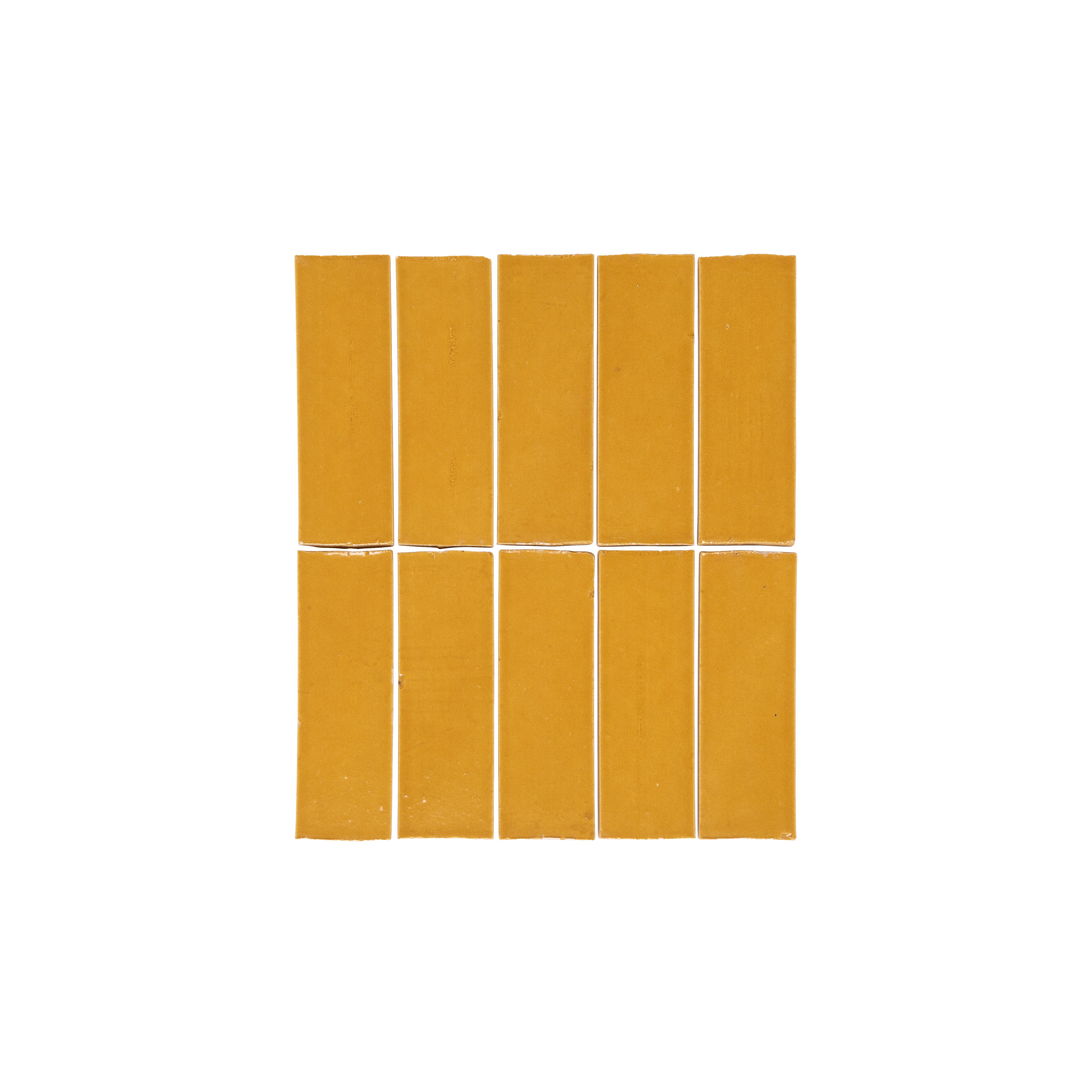 Rommani Handmade Zellige Rectangle Tile - Saffron Yellow