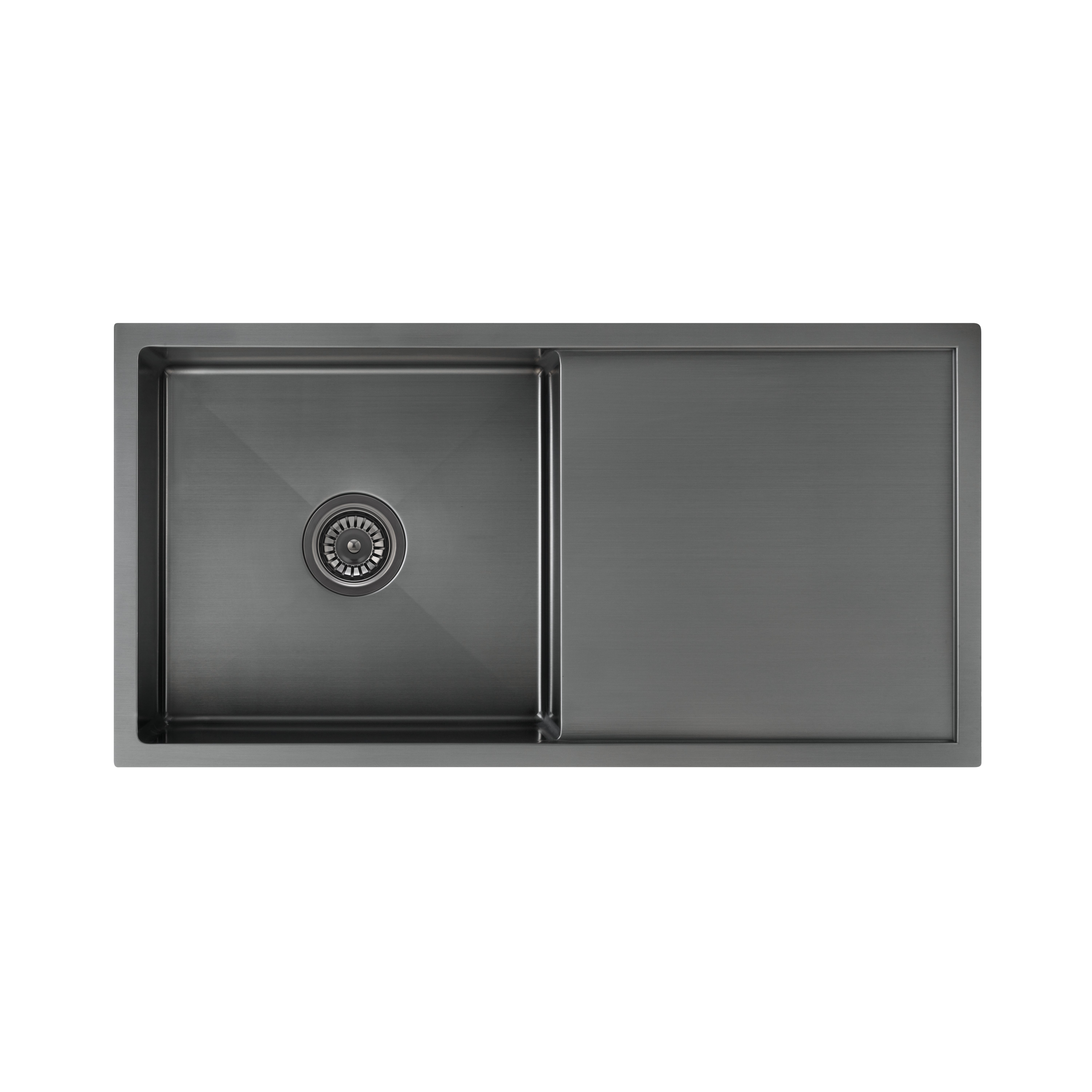 Jai Single Kitchen Sink 880mm - Brushed Gunmetal