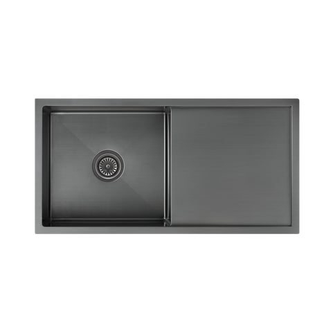 Jai Single Kitchen Sink 880mm - Brushed Gunmetal