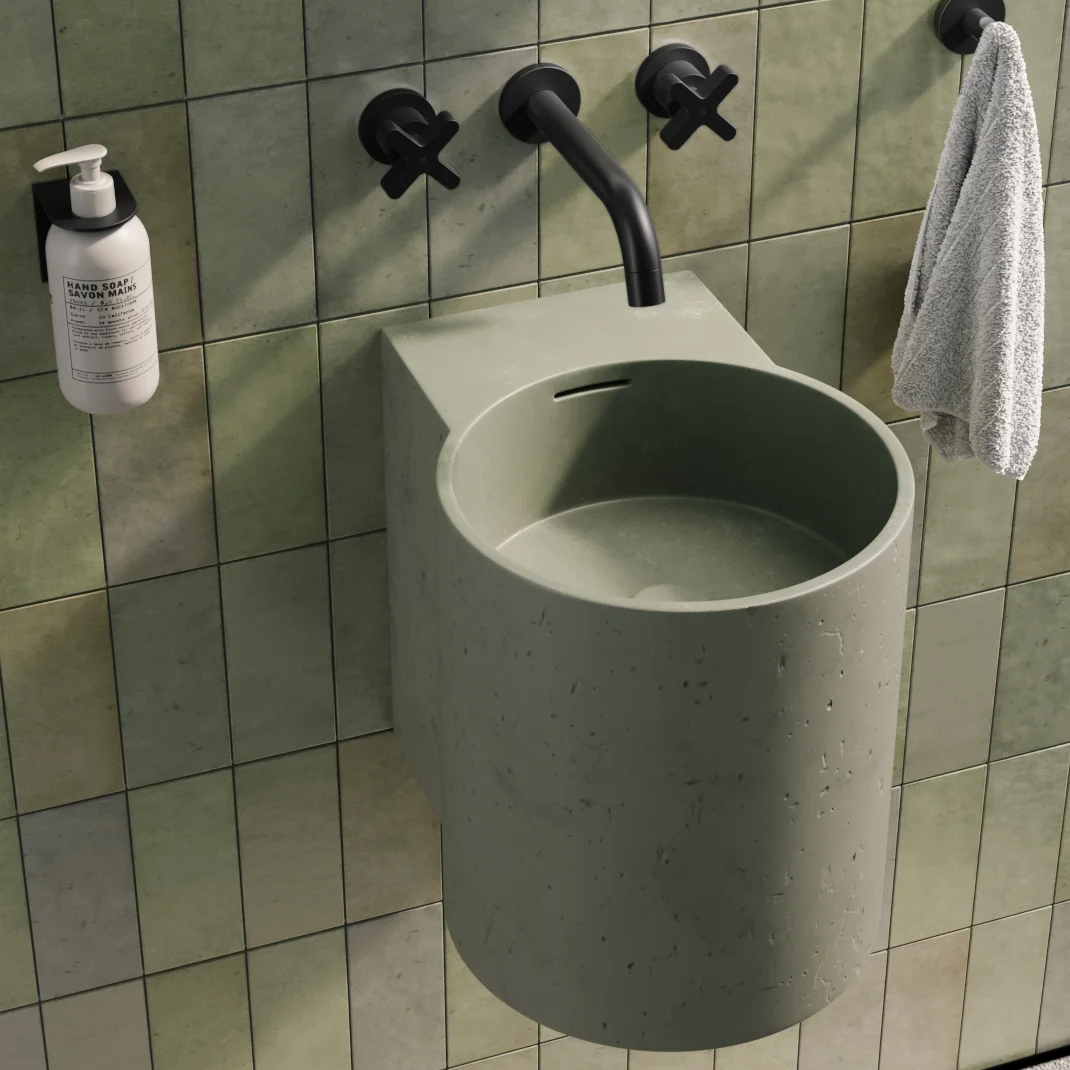 Side Angle Atelis Wall Mounted Basin Sagepg