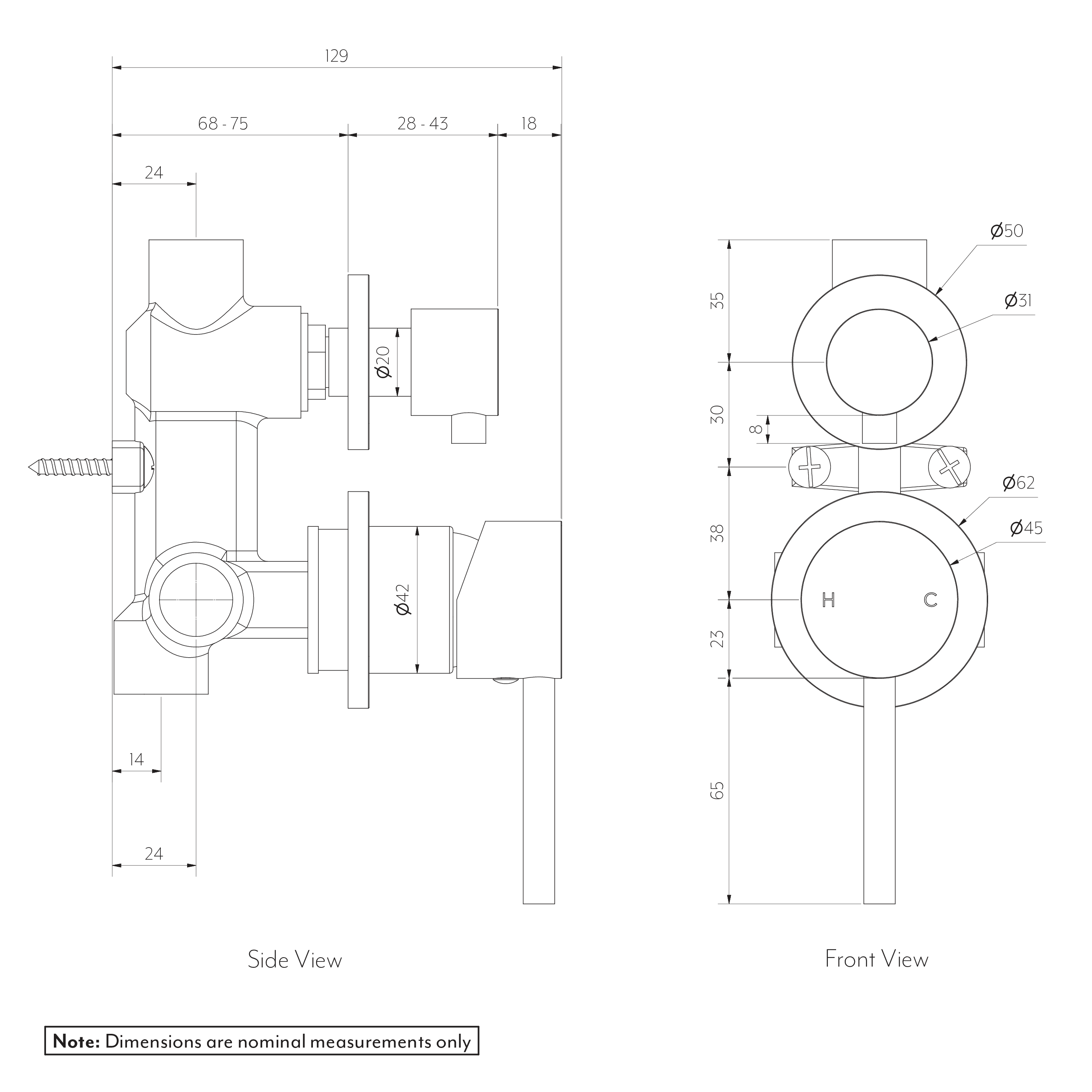 ELYSIAN Diverter Top Button SPEC