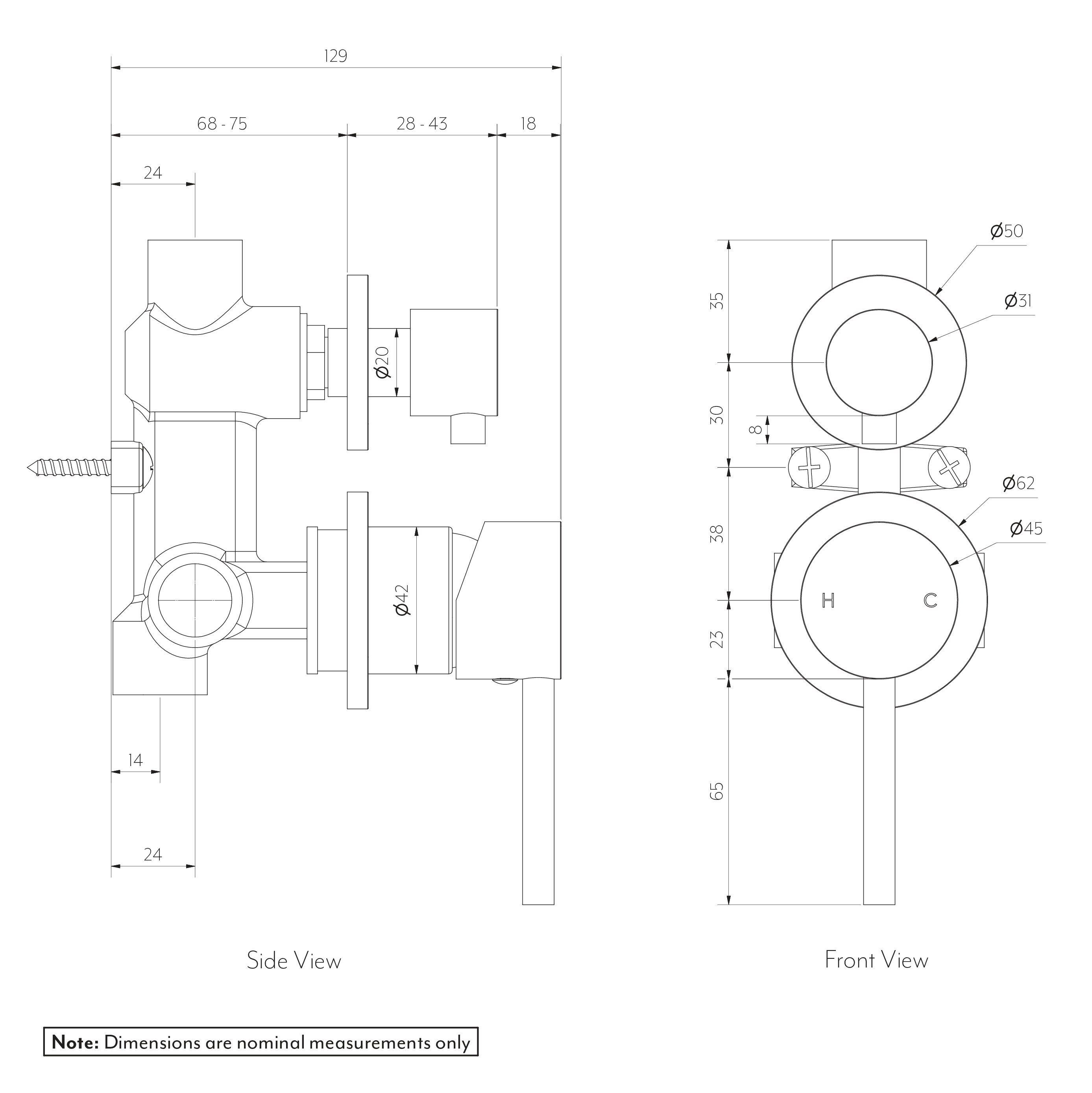 ELYSIAN Diverter Top Button SPEC