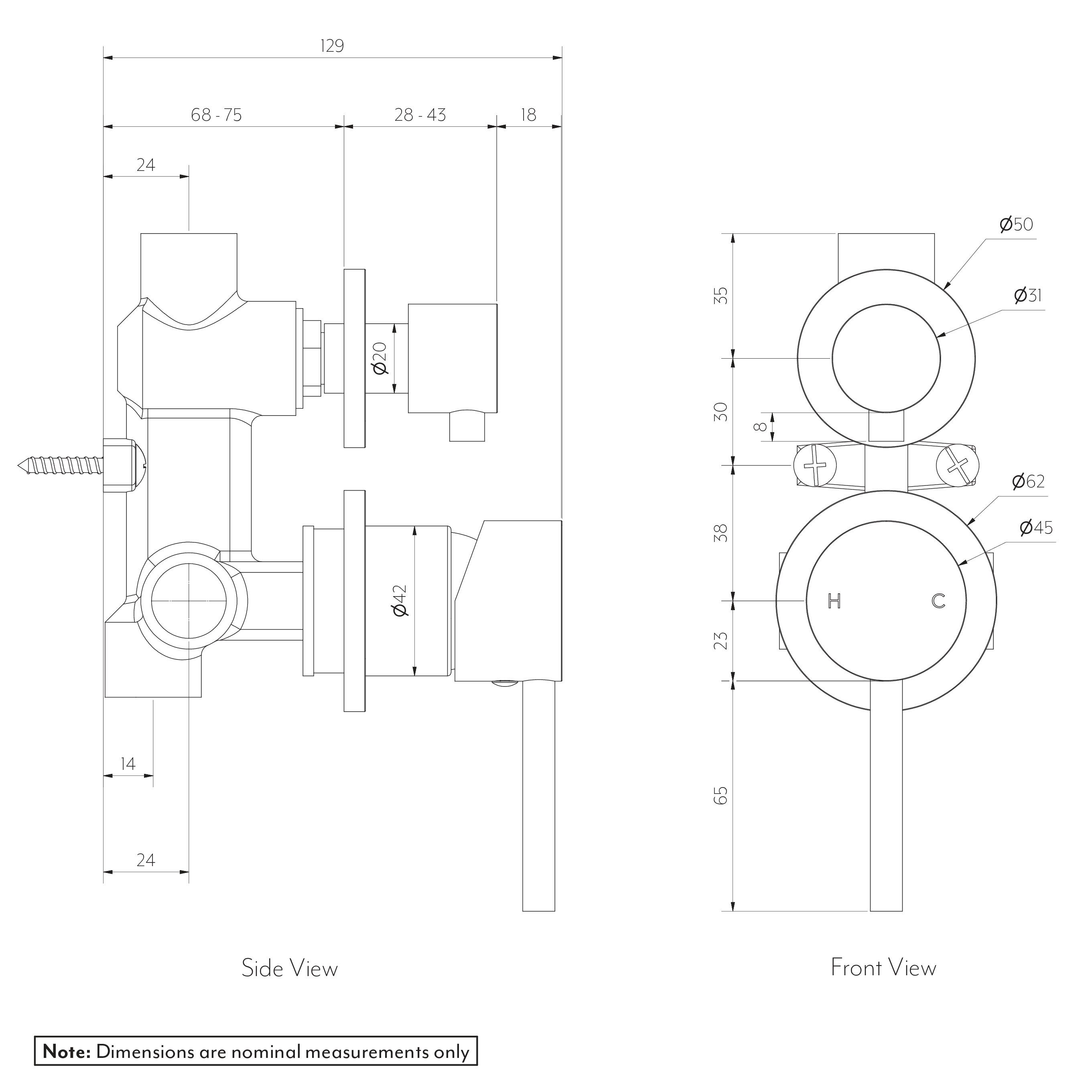 ELYSIAN Diverter Top Button SPEC