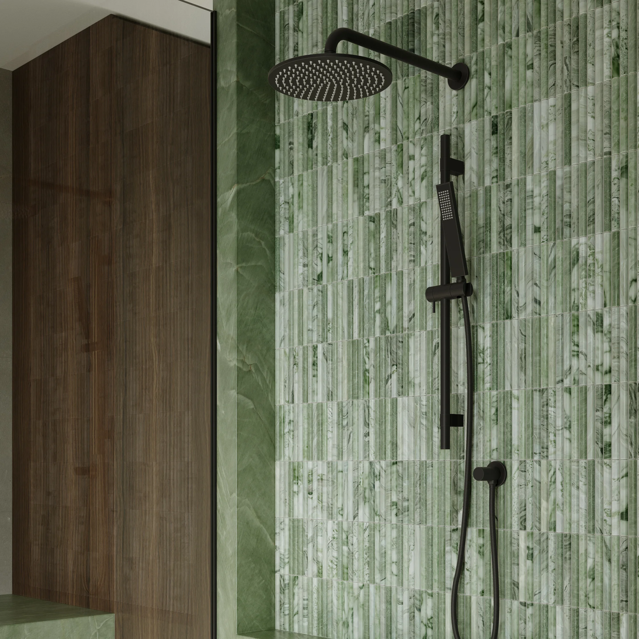 View01 Narita Tiles Elysian Shower Rail Adjustable Black