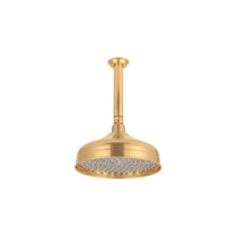 Kingsley Shower Dropper 150mm & Head Set - Tumbled Aged Brass