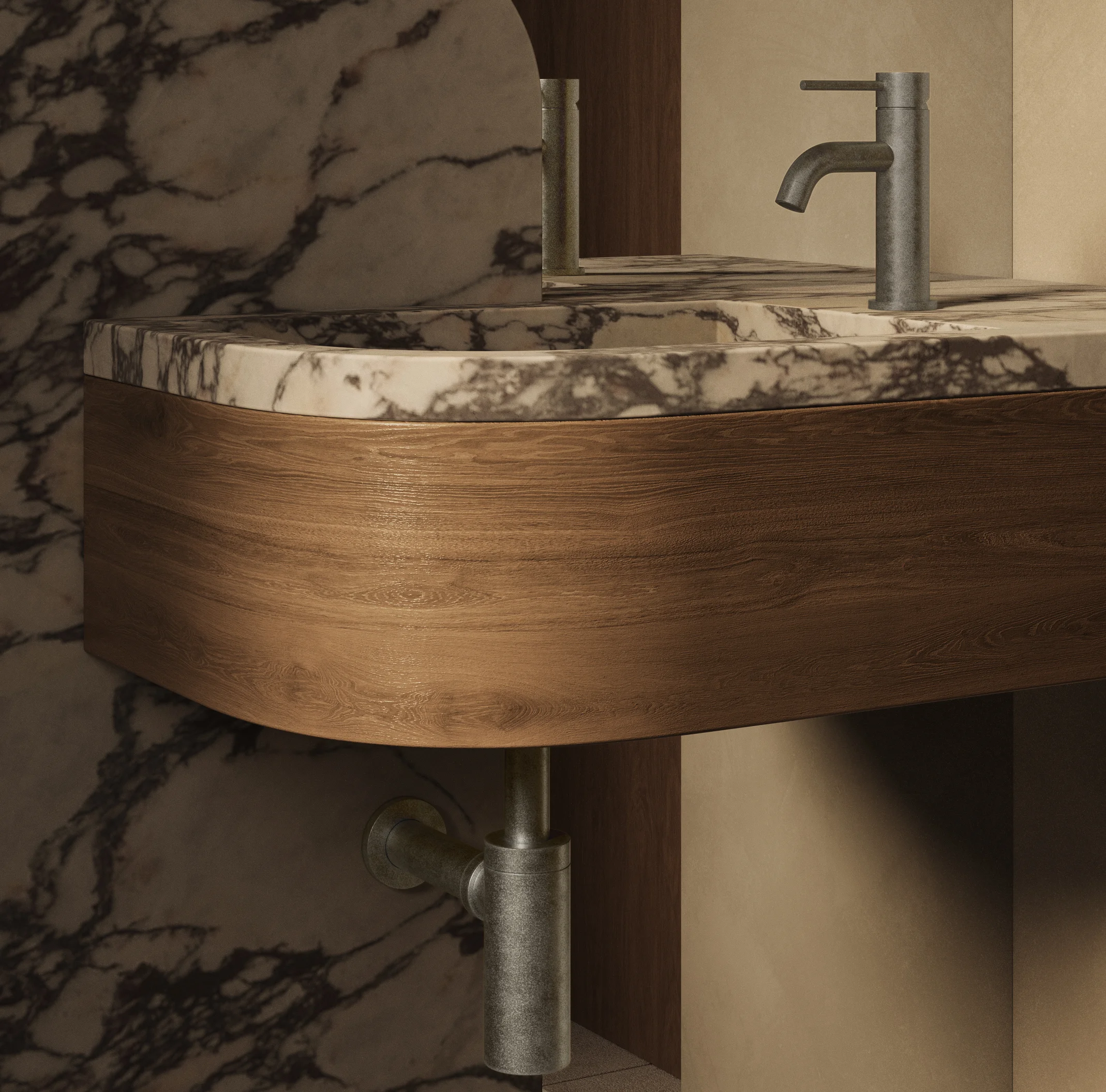 Antique Powder%20Room Vanity-Elysian%20Basin%20Mixer Steel