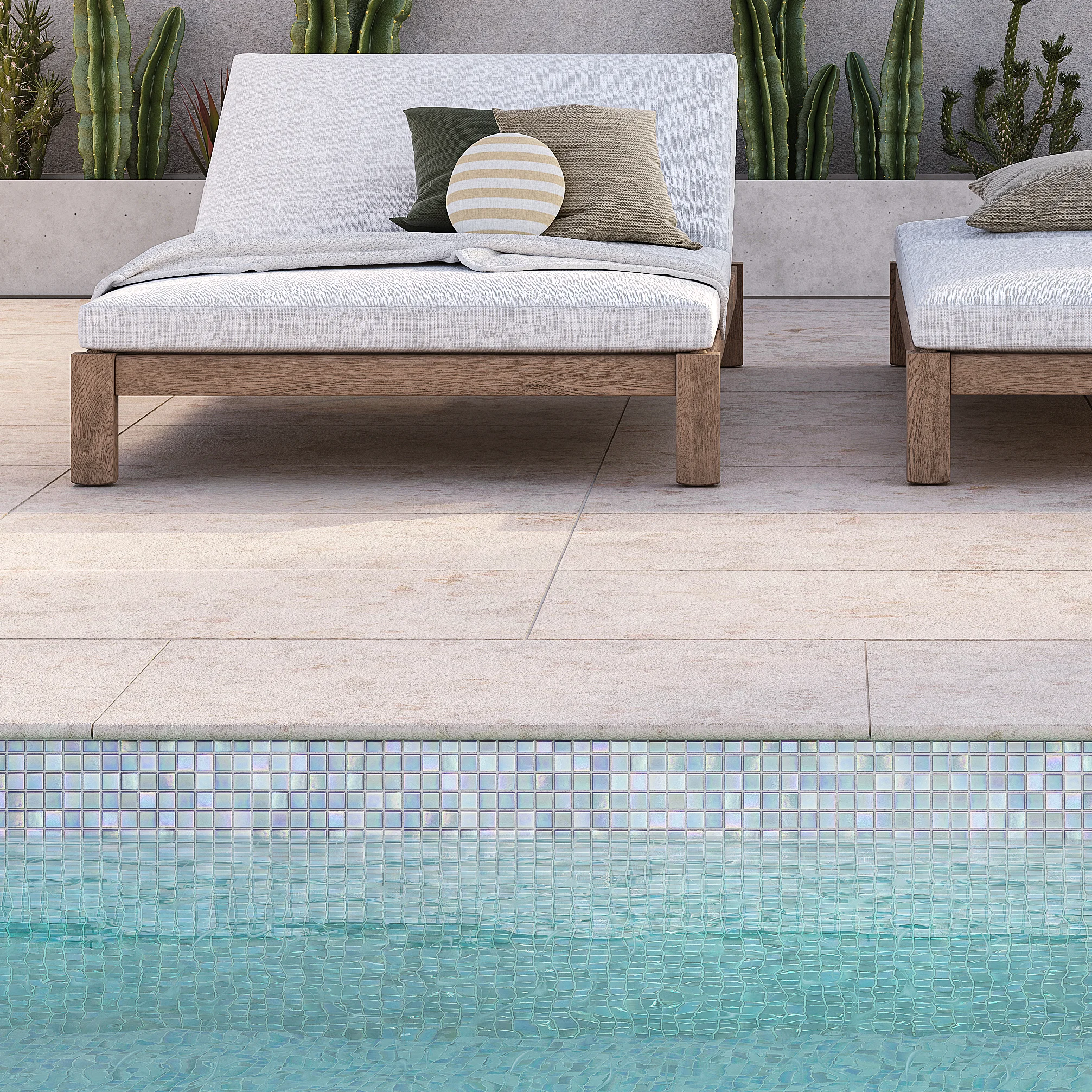 Minori Pool Coping tile Glass Mosaics Blue CloseUp SquareFormat