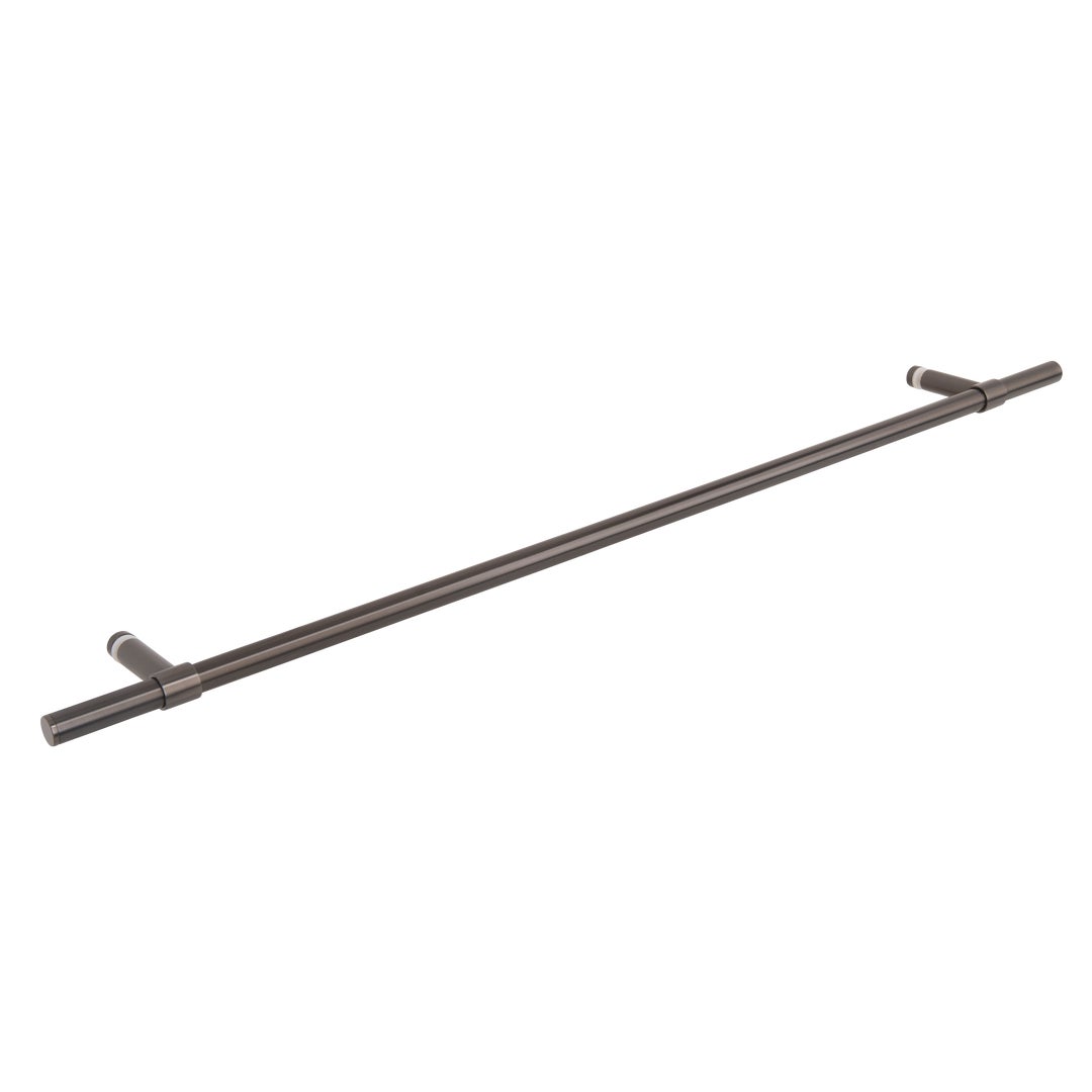 Modi Adjustable Glass Mounted Towel Rail 750mm - Brushed Gunmetal