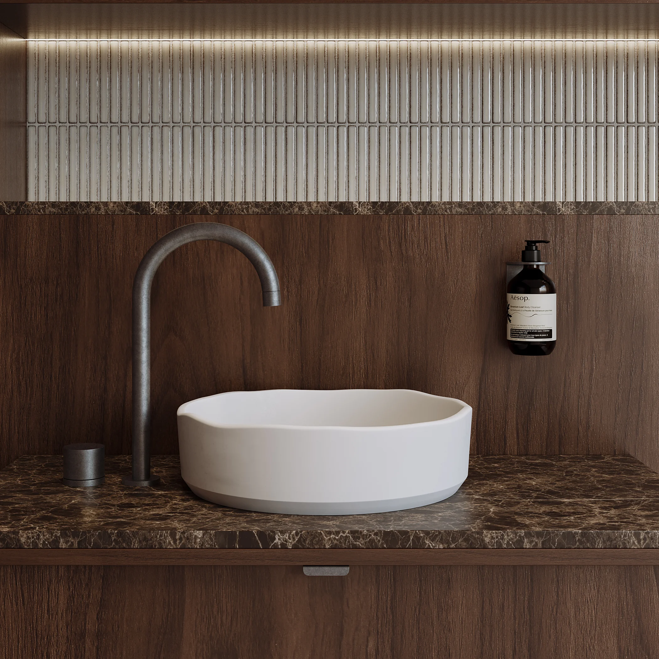Emperador Stone View02 V1 Sink Steel