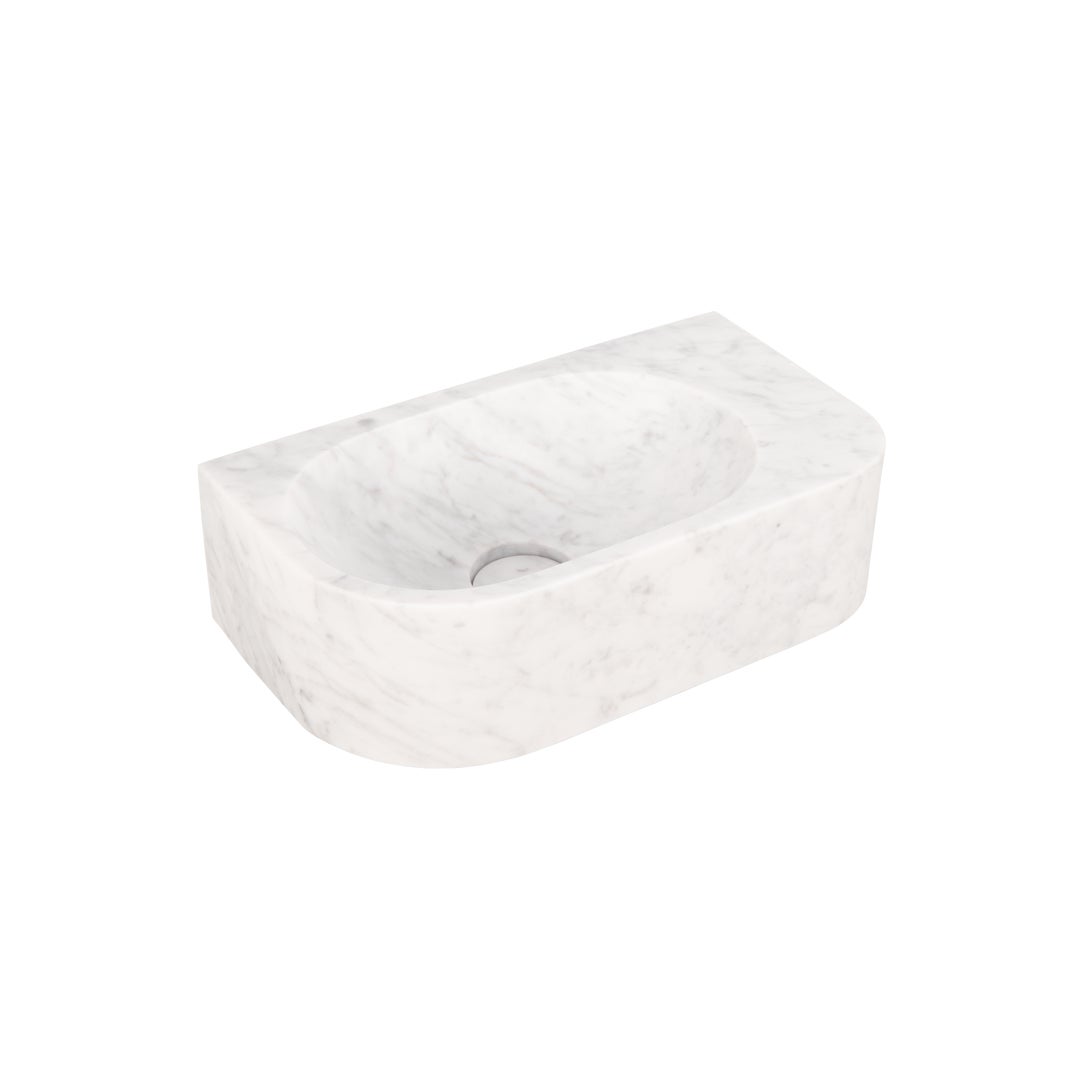 Pedra Wall-Hung Basin 400mm - Carrara Marble