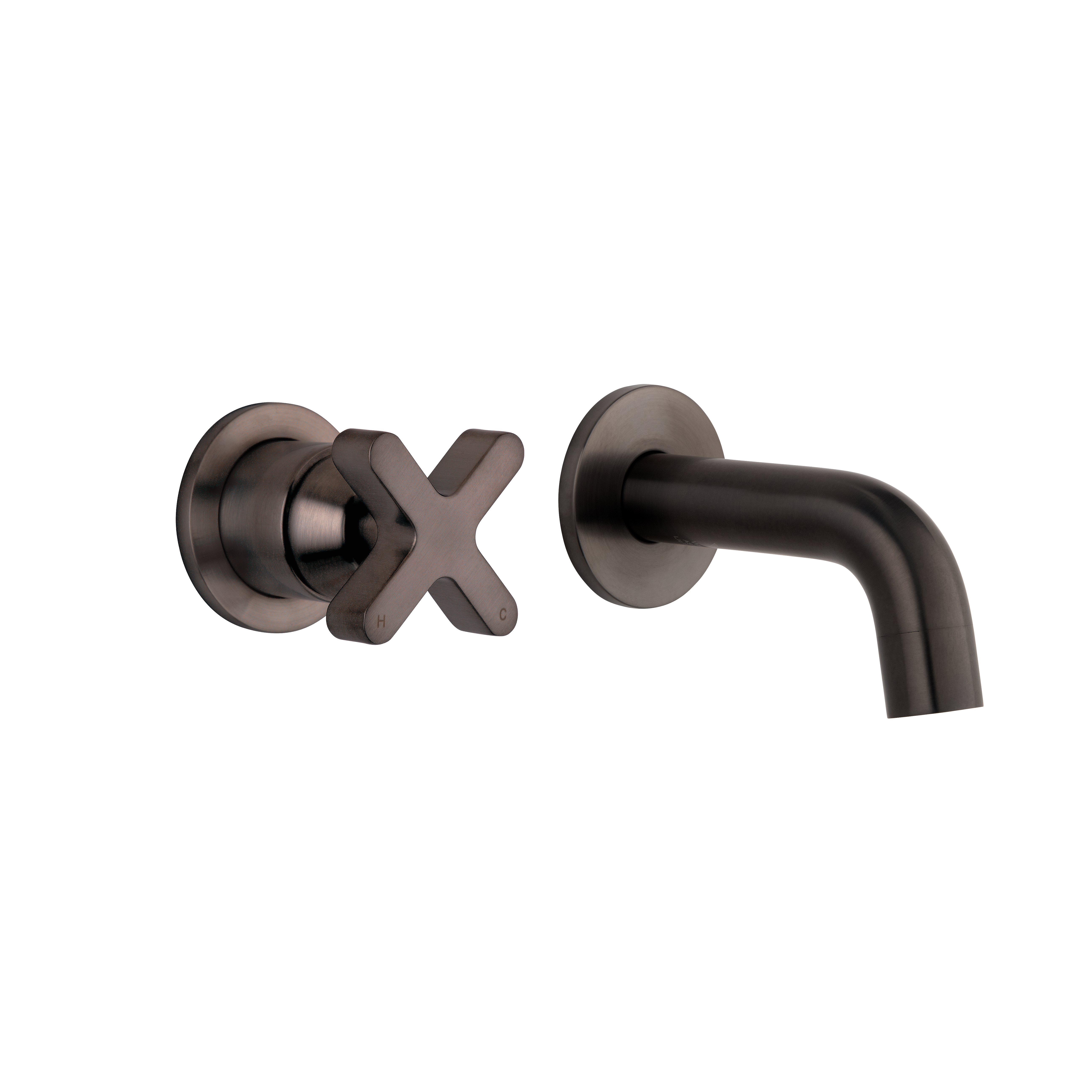 Cross Progressive Mixer & Mini Spout Set - Brushed Gunmetal