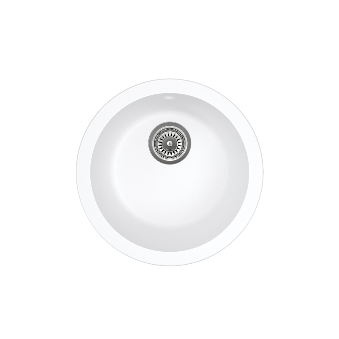 Vienna Round Sink 450mm - White Granite (Overflow)