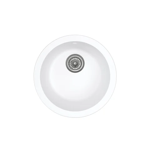 Vienna Round Sink 450mm - White Granite (Overflow)