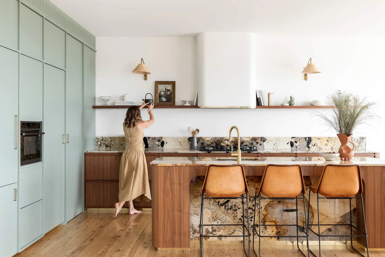 Kitchen-Design-Ideas-Marble-Island -Duck-egg-cabinetry