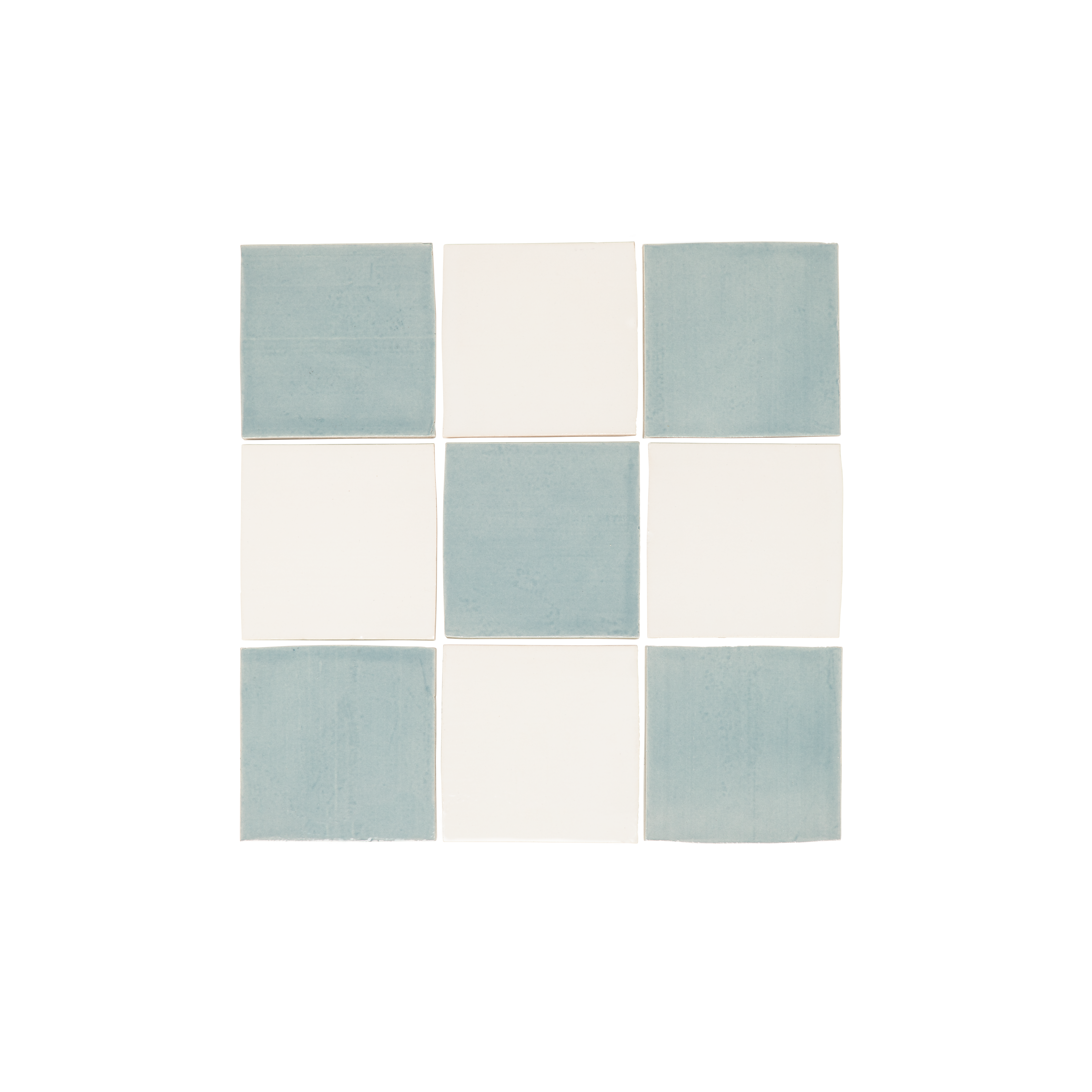 Rommani Zellige Checkerboard Tiles - Pearl & Powder Blue