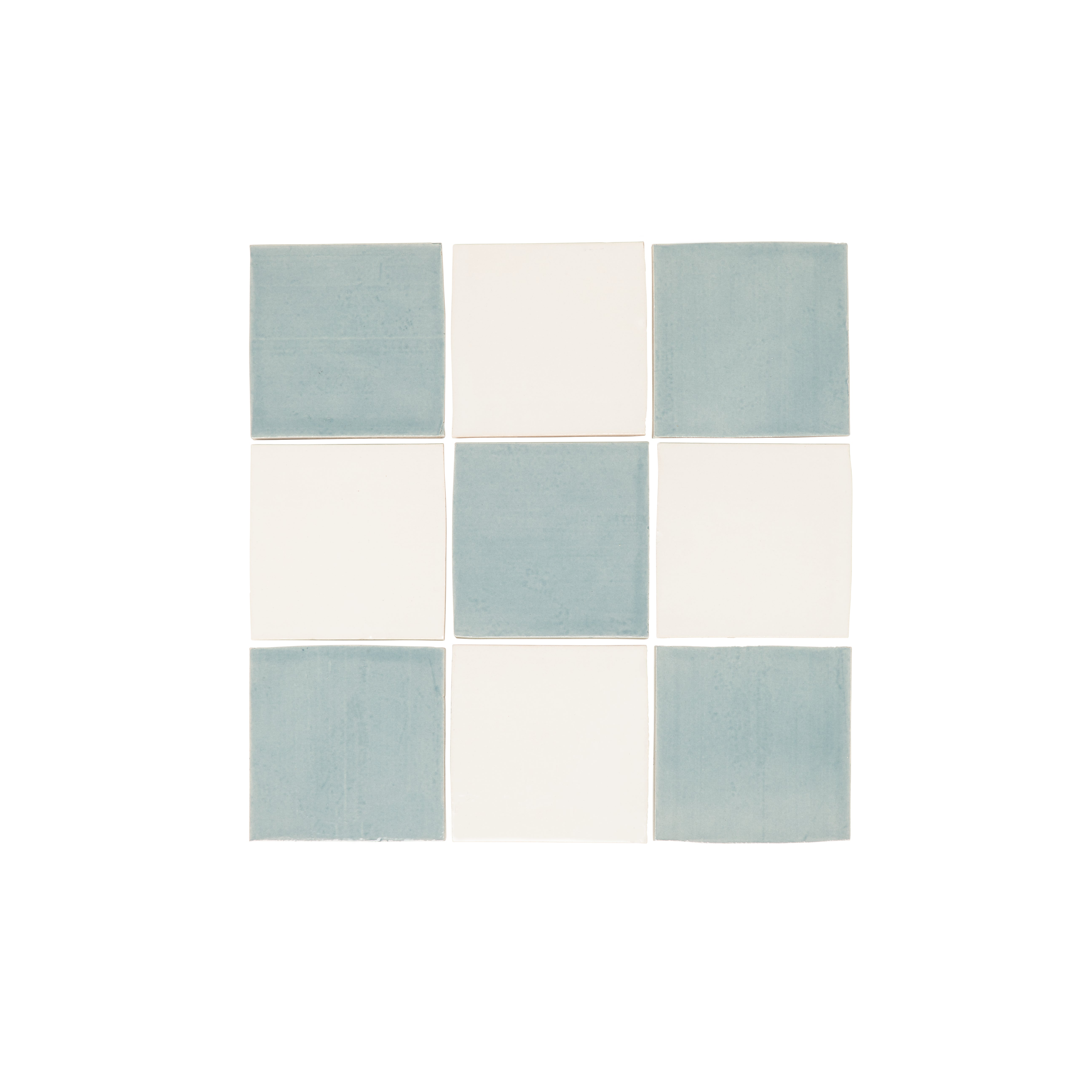 Rommani Zellige Checkerboard Tiles - Pearl &amp;amp; Powder Blue