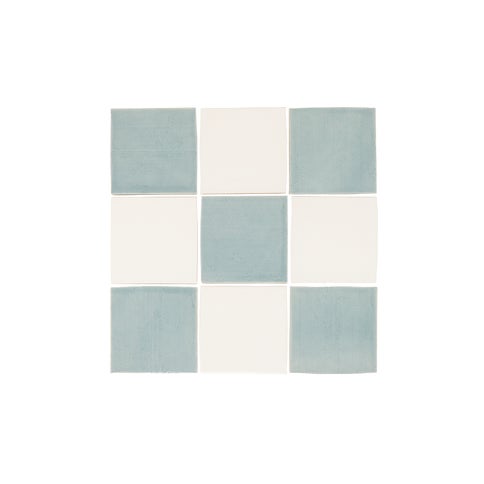 Rommani Zellige Checkerboard Tiles - Pearl & Powder Blue