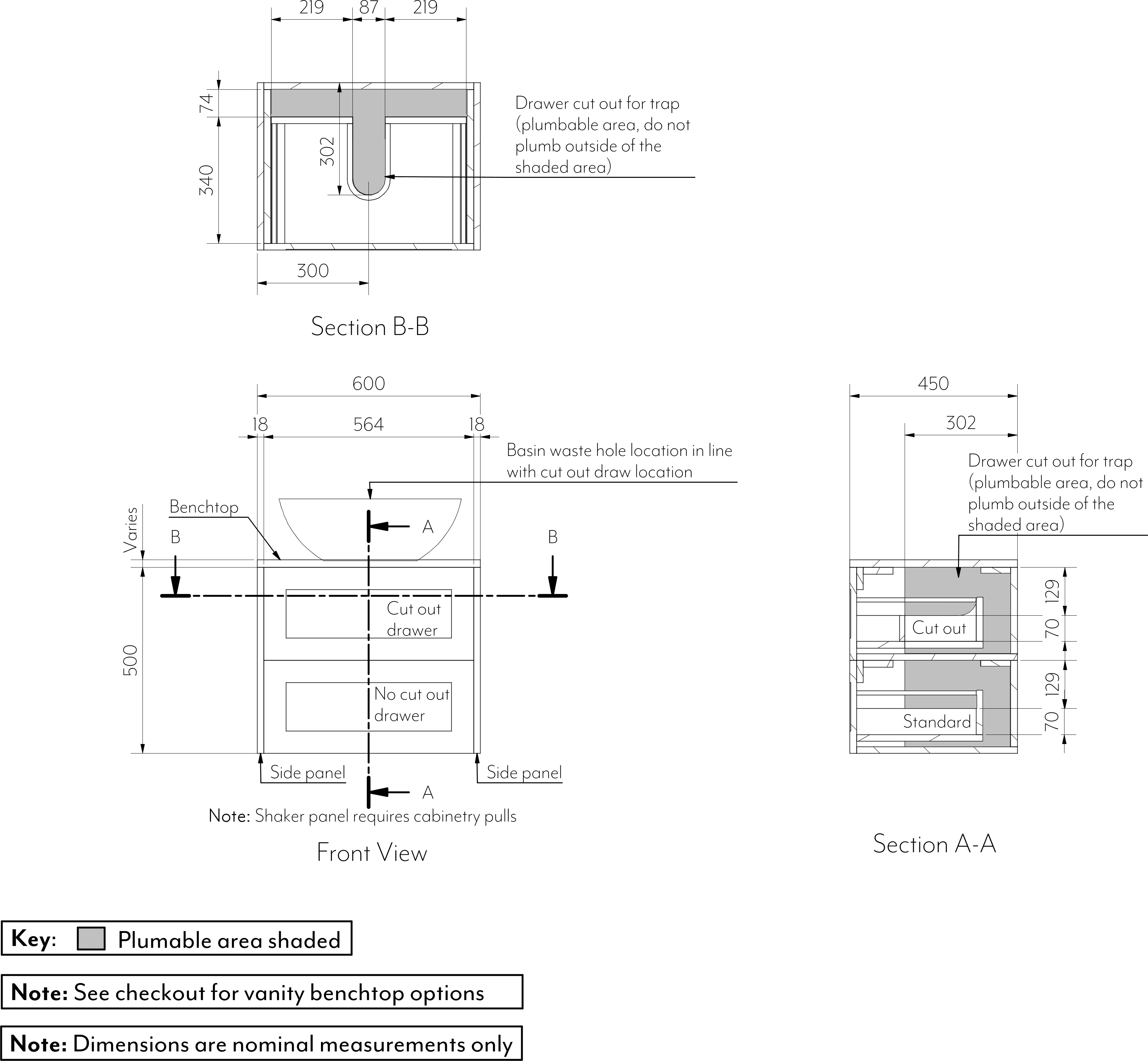 Addison 2-Drawer 600mm - Shaker