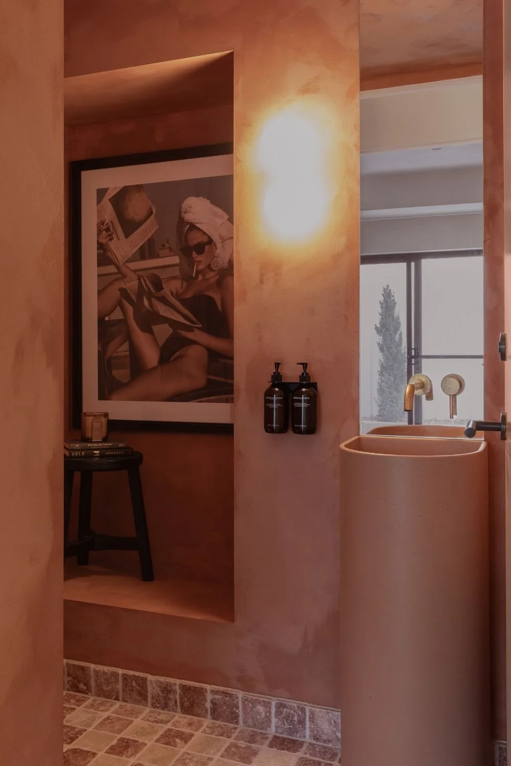 Casa Franc Modern Medeterranian Home Organic Pink Bathroom
