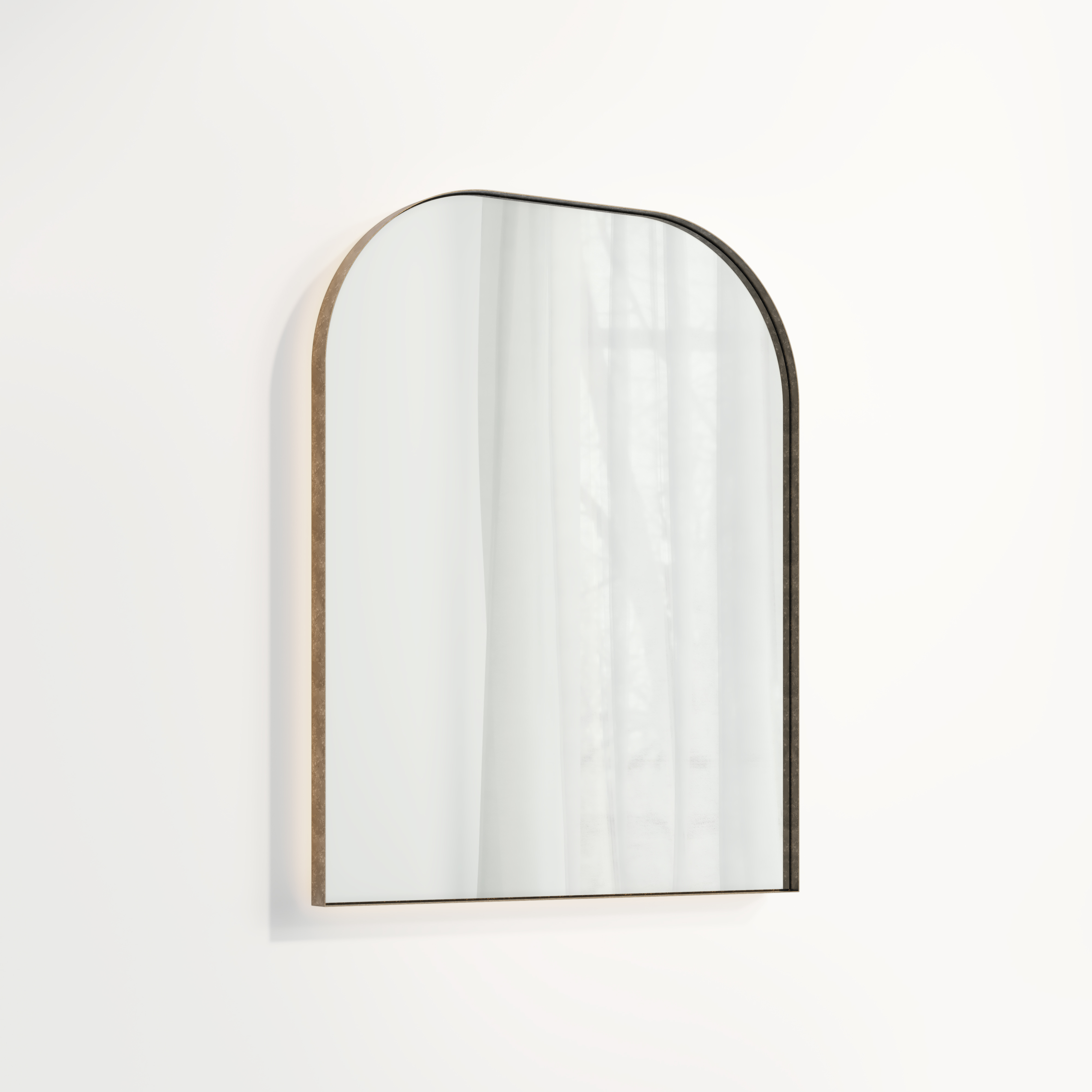 Arch Wall LED Mirror 600 x 750mm - Tumbled Aged Brass