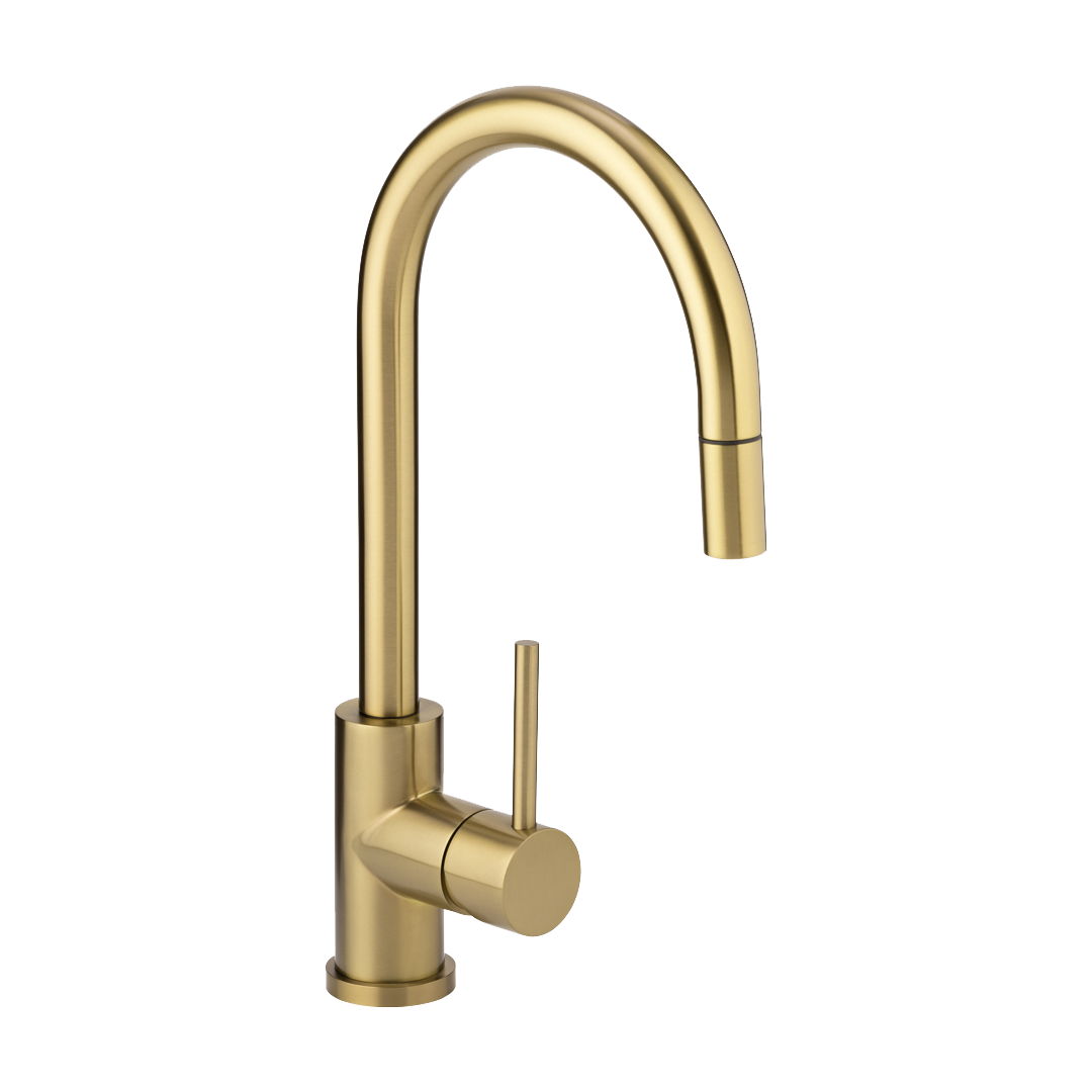 Elysian Commercial Pull-Out Kitchen Mixer - Brushed Brass