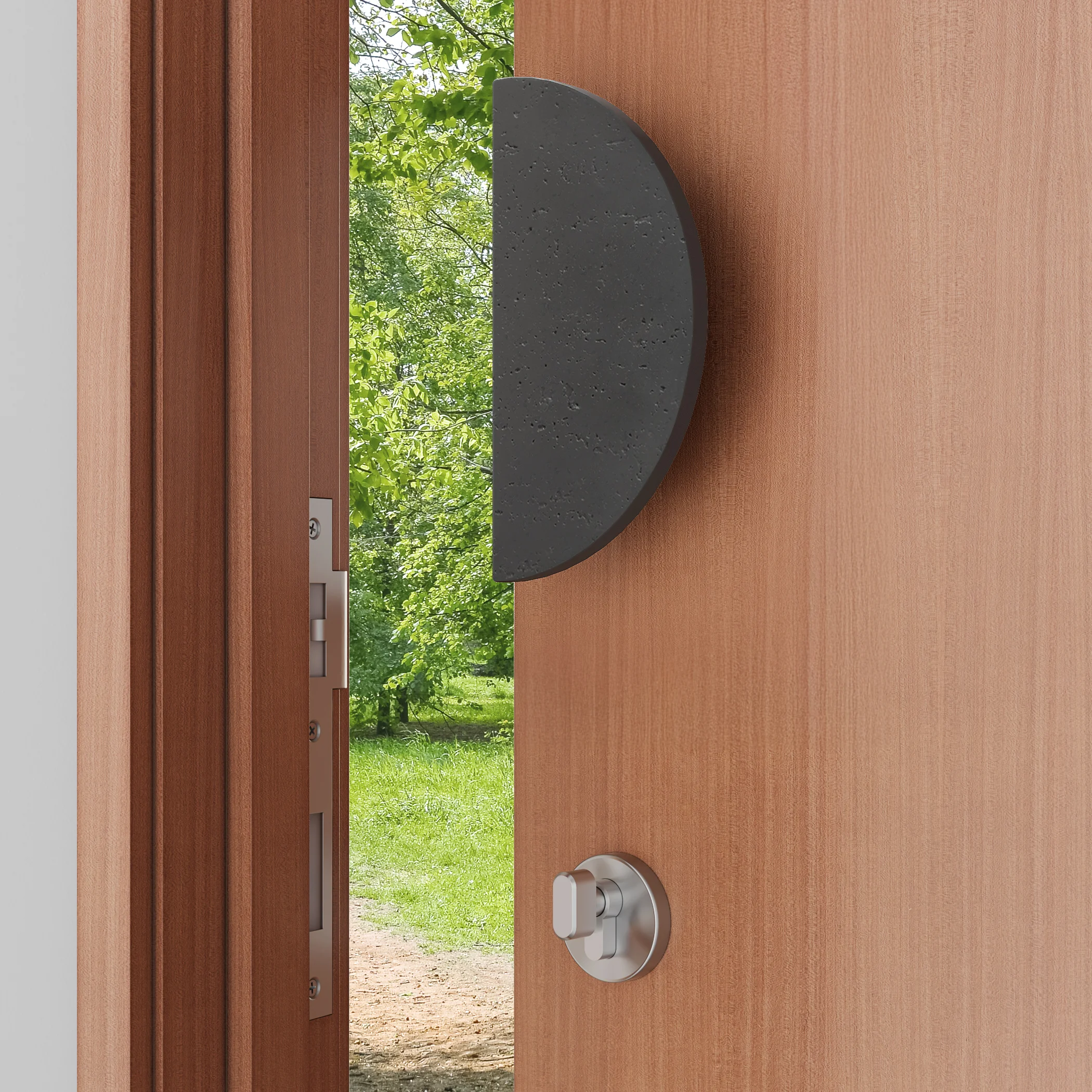 Atelis Concrete Half Moon Entry Door Pull Grey V2jpg