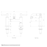 Kingsley Bench Mounted Bath Basin Mixer Tap - SPEC